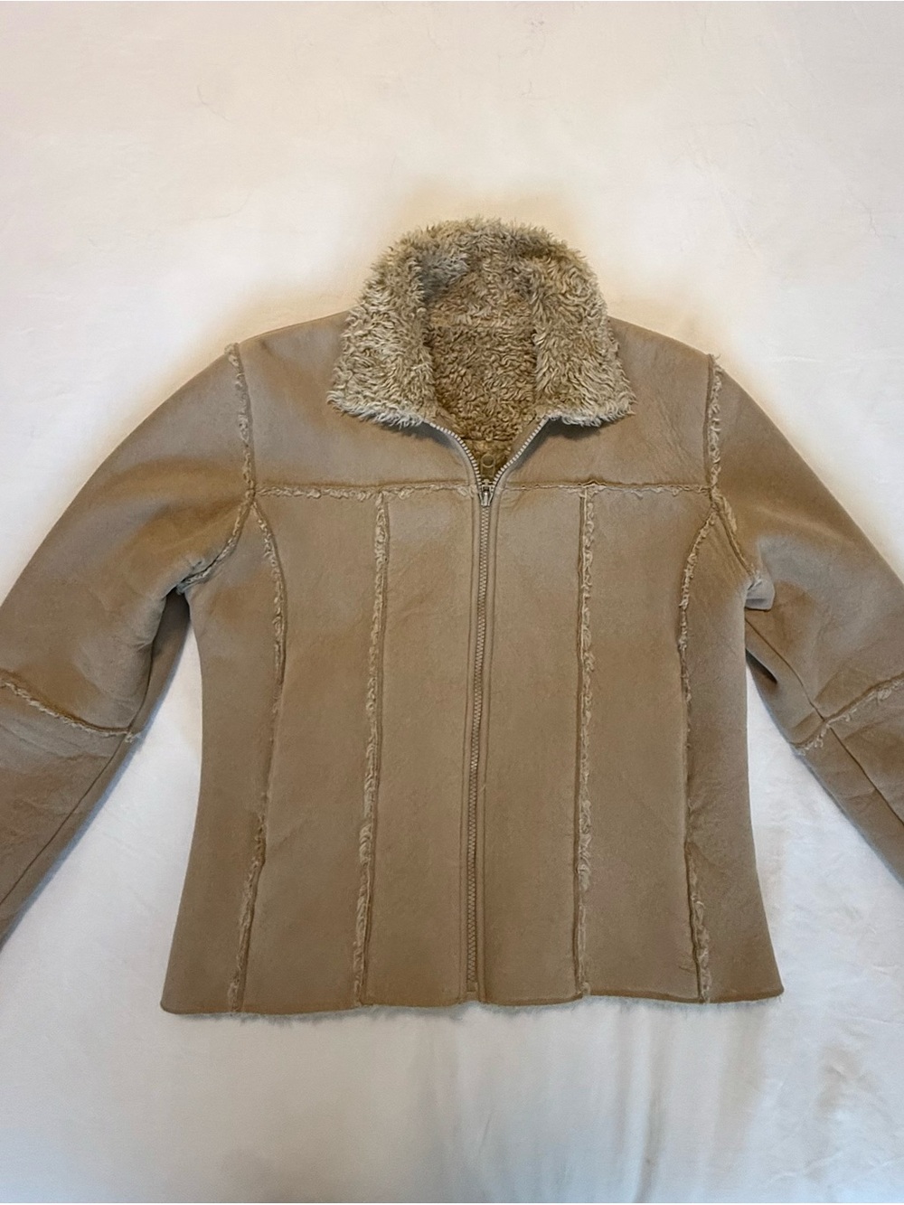 Women's Vintage Suede Fur Lined Fall Jacket Size S/M